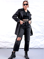 Women Straight Fit Slash Knee Pure Cotton Cropped Jeans