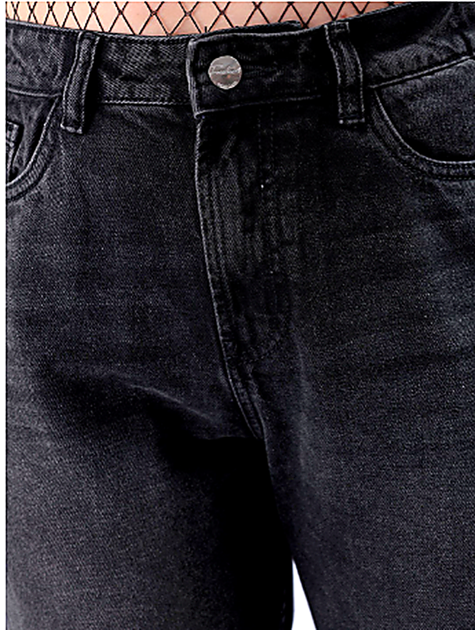 Women Straight Fit Slash Knee Pure Cotton Cropped Jeans