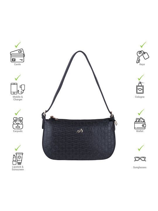 Zip Detail Structured Shoulder Bag