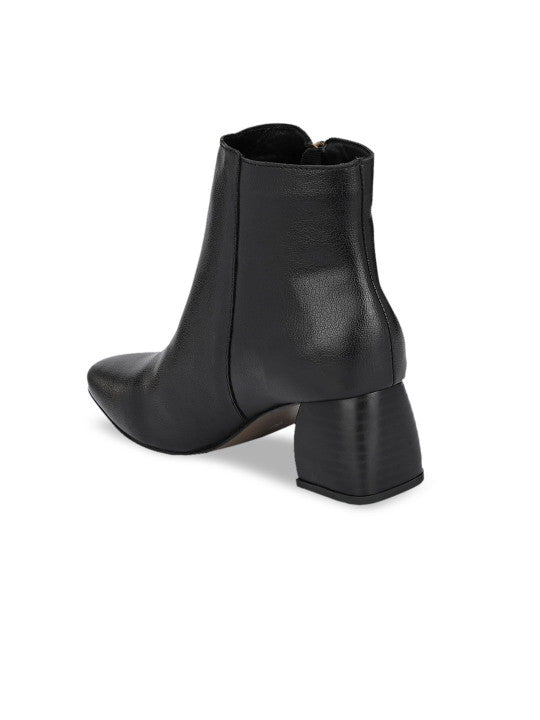 Black High-Top Block Heeled Boots