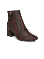 Brown High-Top Block Heeled Boots