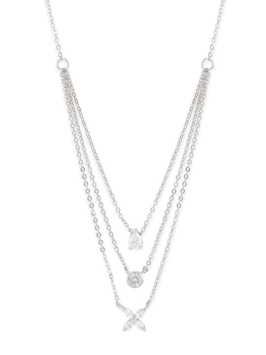Silver-Plated Crystals Studded Layered Chain
