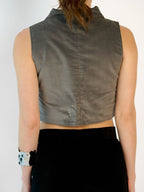 Solid Cotton V-Neck Buttoned Fitted Style Waistcoat for Women