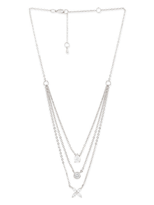 Silver-Plated Crystals Studded Layered Chain