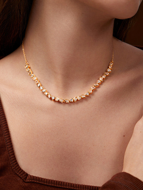 Gold-Plated Crystals Studded Necklace