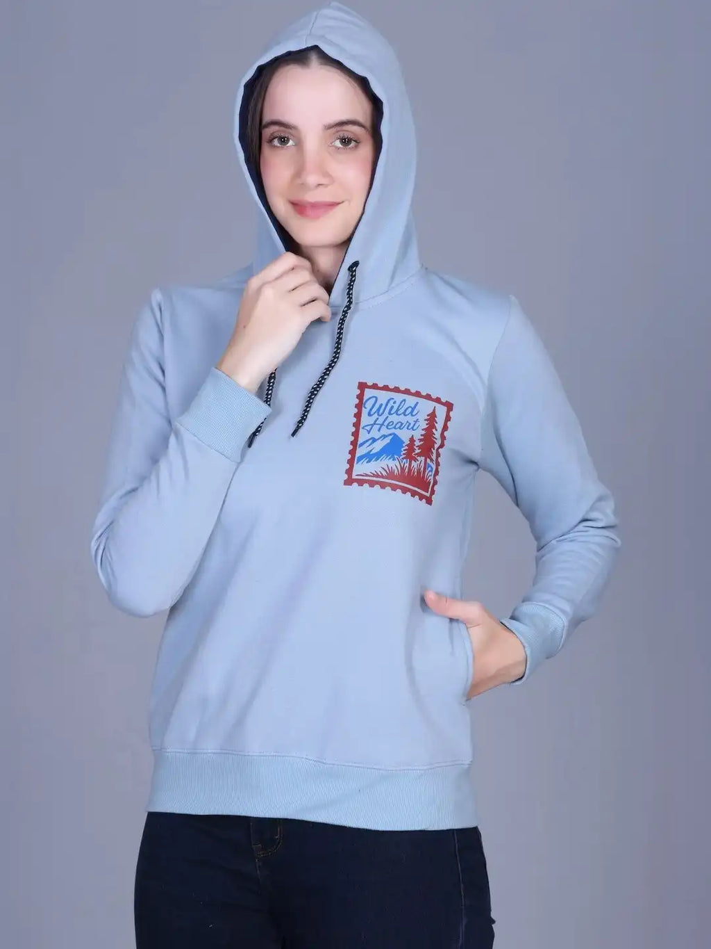 Women Printed Hooded Sweatshirt