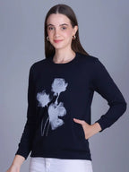 Women Round Neck Printed Sweatshirt