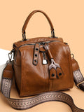 Solid Detachable Strap Zip Detail Structured Handheld Bag