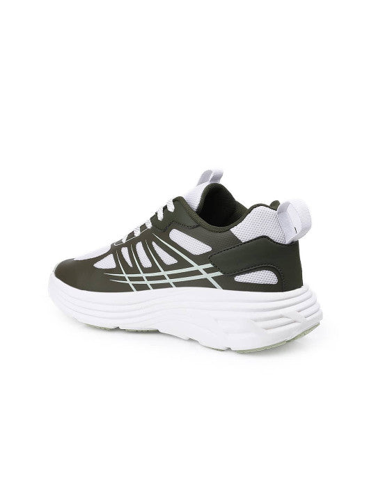 Women Olive Mesh Lace-Ups Running Sports Shoes