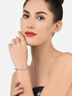 Women Set of 2 Rose Gold-Plated & White Brass Cubic Zirconia Kada Bracelet
