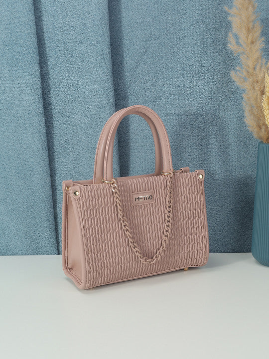 Textured Medium Structured Satchel Bag