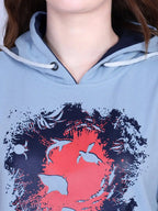 Women Printed Hooded Sweatshirt