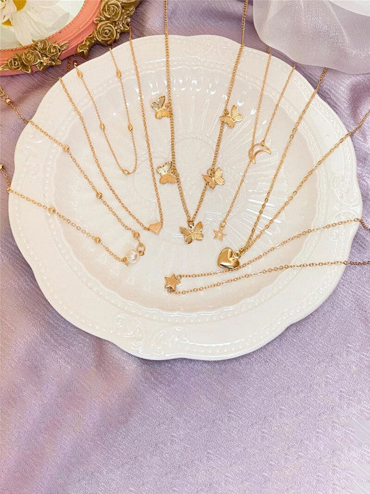 Set Of 6 Gold-Plated Necklace