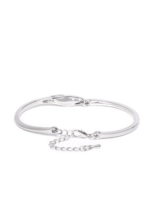 Women Set of 2 Blue Silver-Plated Stone-Studded Bracelets