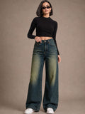 Women Comfort Wide Leg High-Rise Light Fade Stretchable Jeans