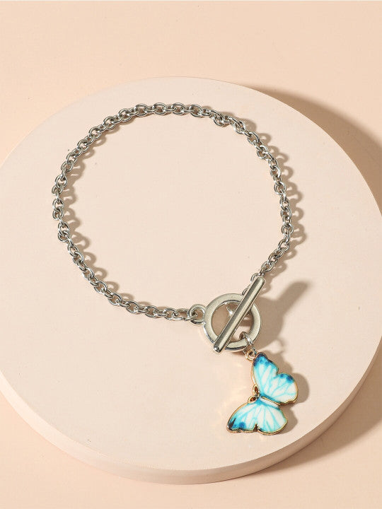 SilverToned Silver-Plated Butterfly Wraparound Bracelet