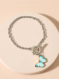 SilverToned Silver-Plated Butterfly Wraparound Bracelet