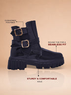 Women Round Toe Slip-On Slouchy Boots