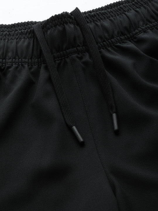 Women Jet Black Rapid-Dry Solid Training Shorts
