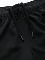 Women Jet Black Rapid-Dry Solid Training Shorts