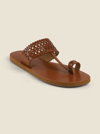 Women Ethnic One Toe Flats with Laser Cuts