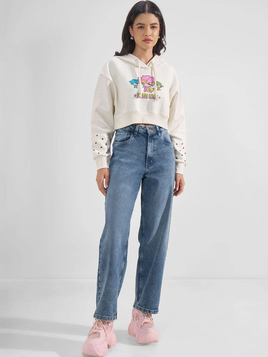 Women Printed Hooded Sweatshirt