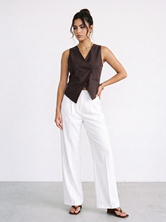 V-Neck Regular Fit Waistcoat with Tie-Ups