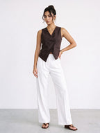 V-Neck Regular Fit Waistcoat with Tie-Ups