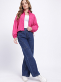 Drop-Shoulder Windcheater Toggle Hem Jacket