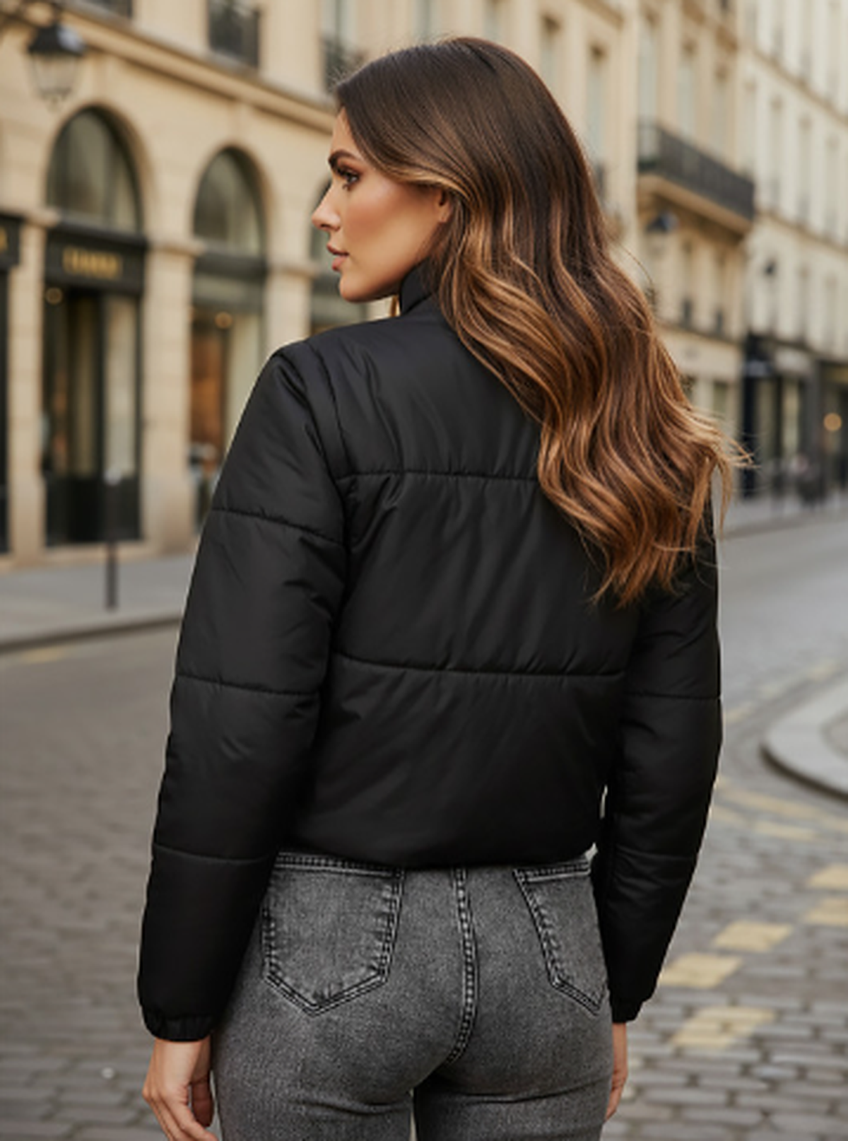 Two-in-One Cropped Detachable Sleeves Puffer Jacket