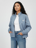 Mock Collar Contrast Piping Jacket