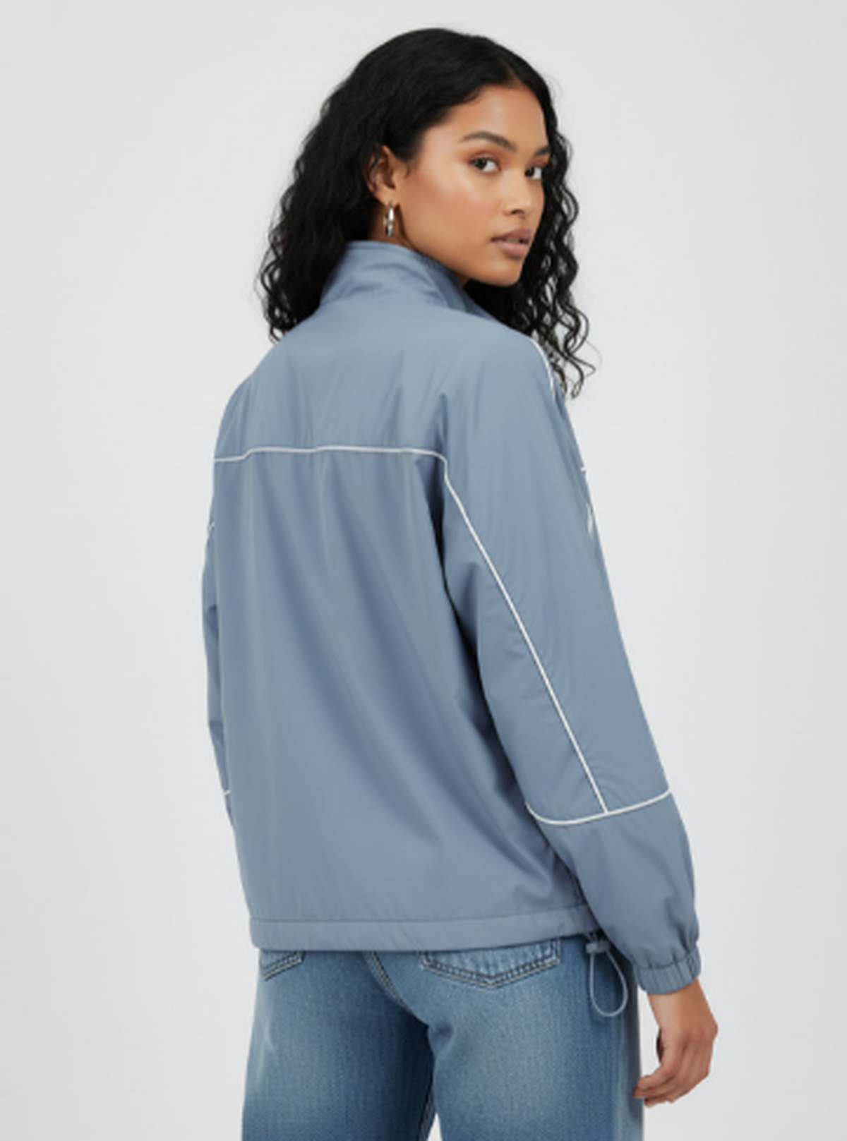 Mock Collar Contrast Piping Jacket
