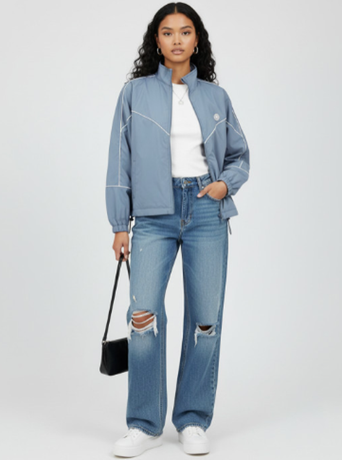 Mock Collar Contrast Piping Jacket