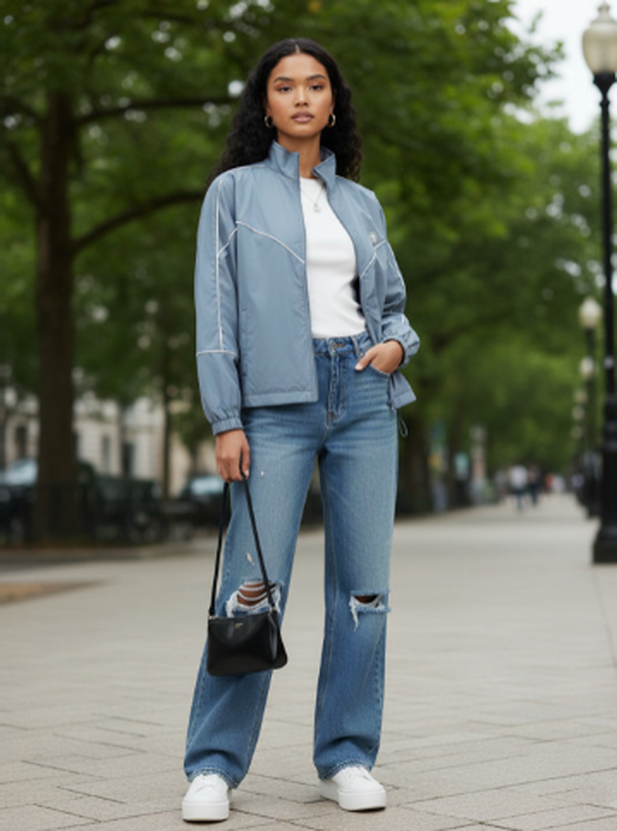 Mock Collar Contrast Piping Jacket