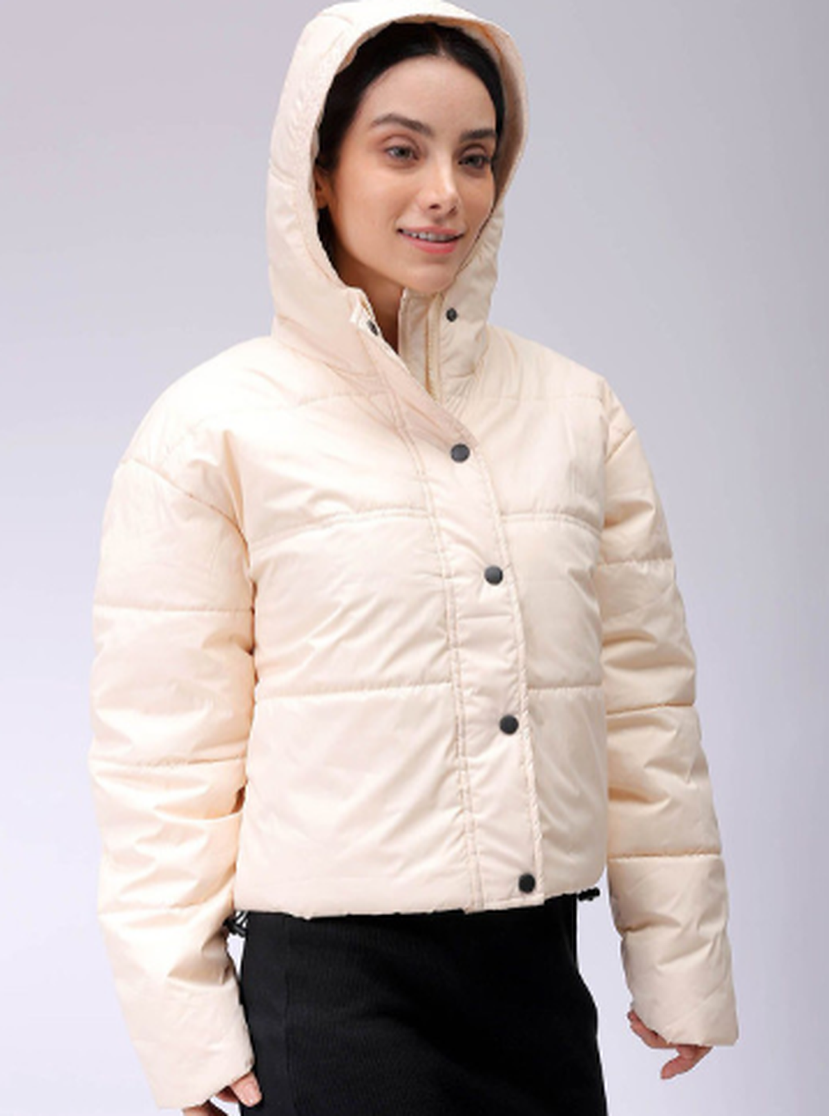 Women Hooded Solid Casual Quilted Jacket