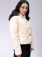 Women Hooded Solid Casual Quilted Jacket