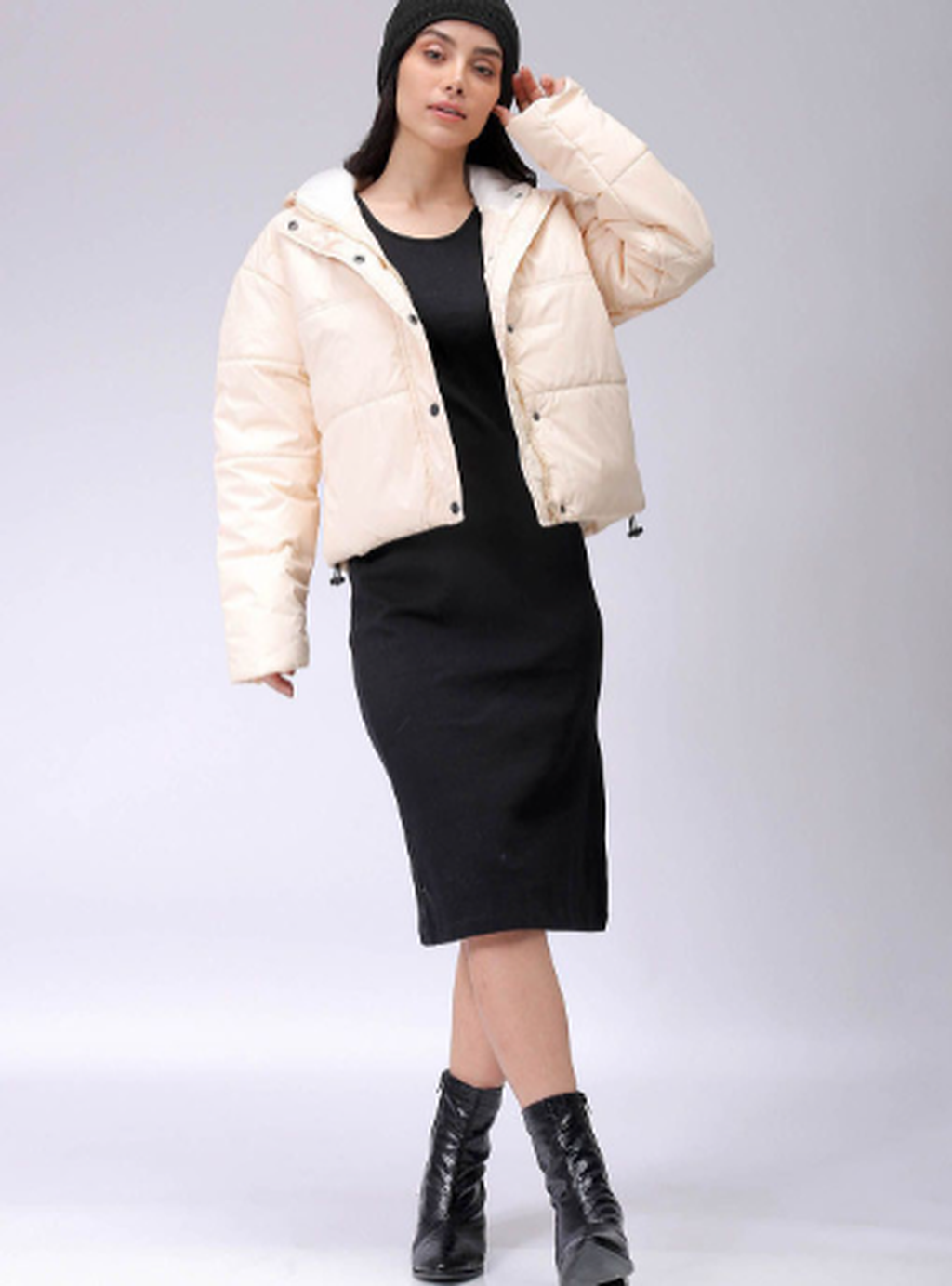 Women Hooded Solid Casual Quilted Jacket