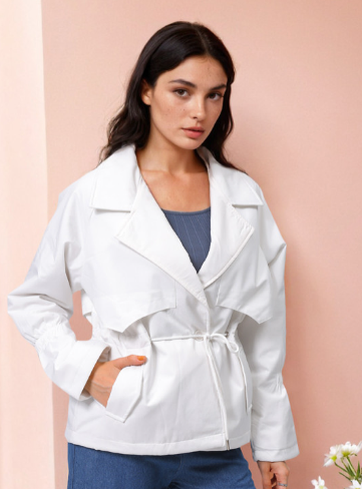 Notched Lapel Collar Jacket
