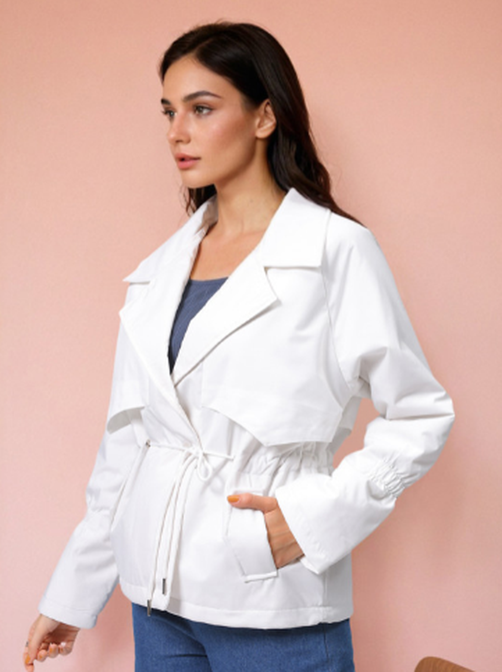 Notched Lapel Collar Jacket