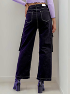 Women Carpenter Fit High-Rise Cargo Clean Look Jeans