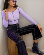 Women Carpenter Fit High-Rise Cargo Clean Look Jeans