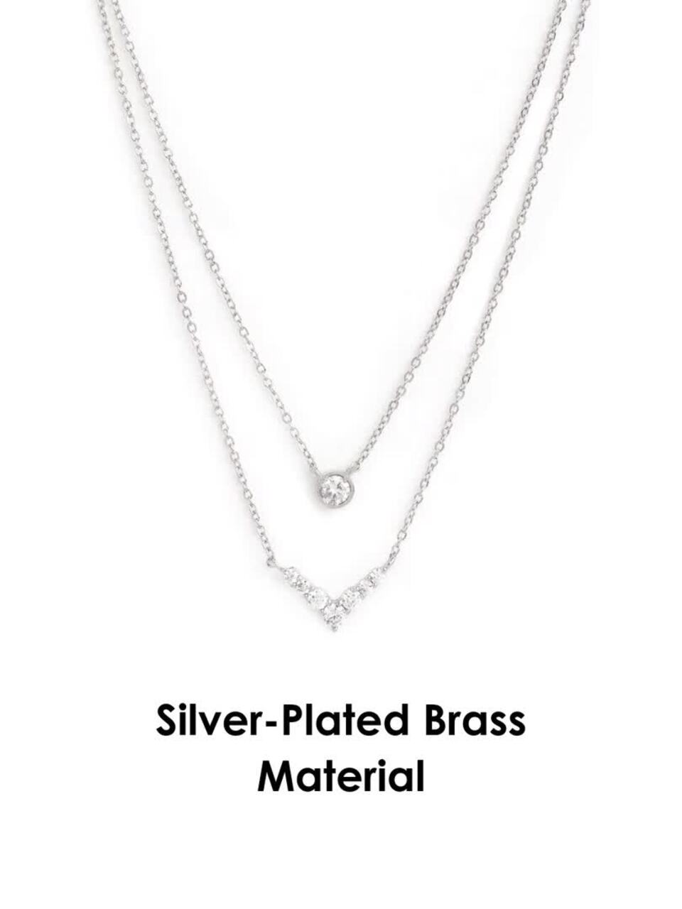 Silver-Plated Layered Crystal Necklace