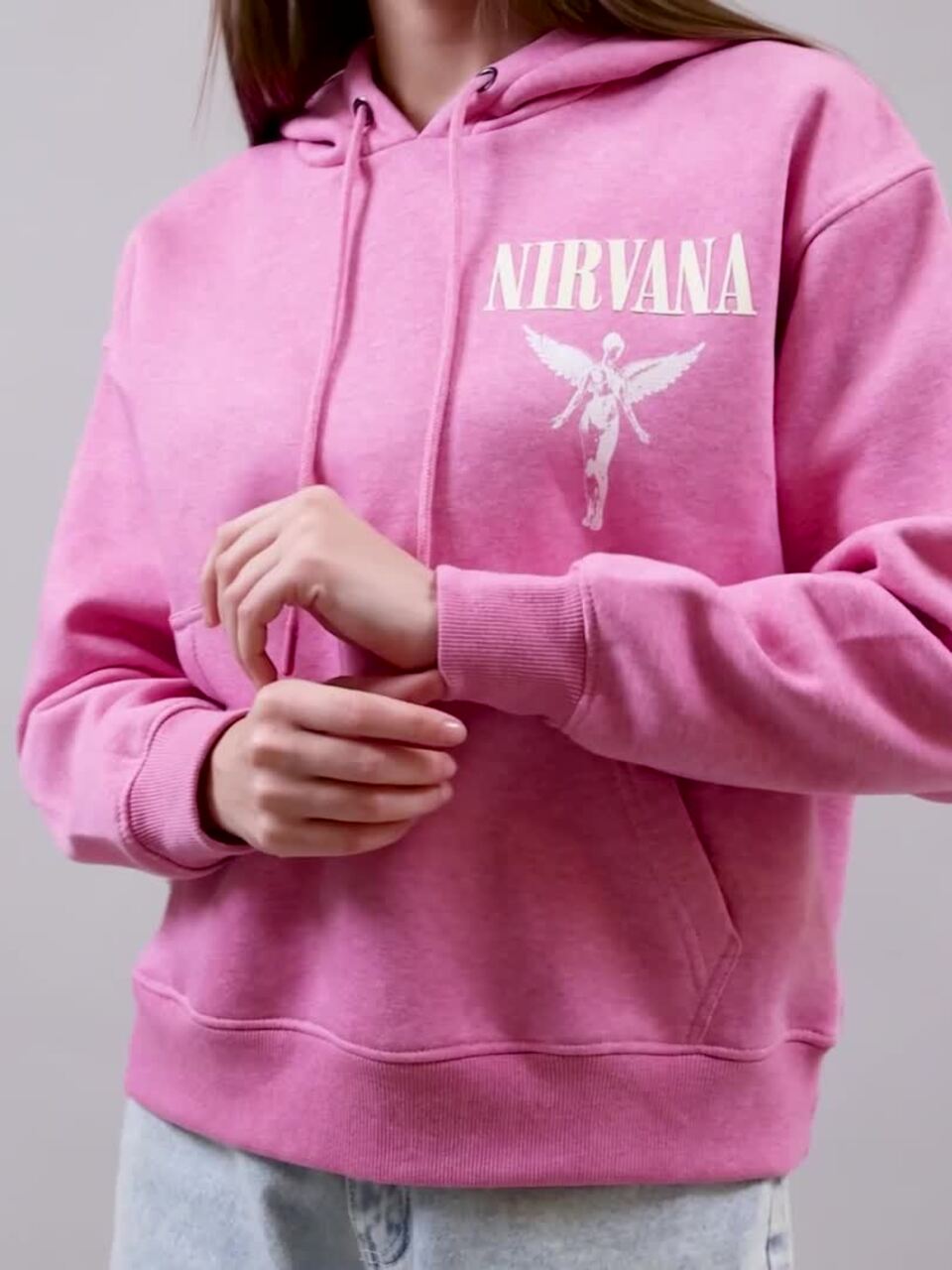 Women Nirvana Printed Relaxed Fit Hoodie