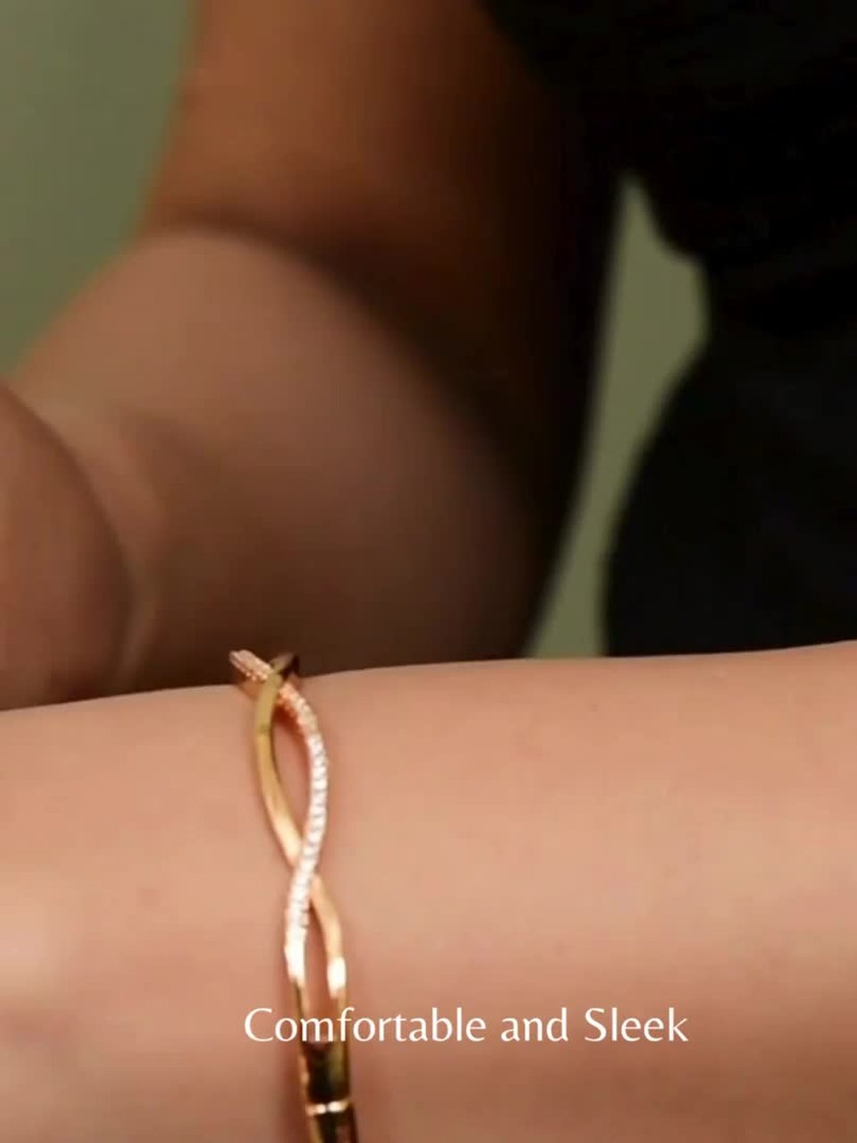 Rose Gold-Plated American Diamond Studded Kada Bracelet