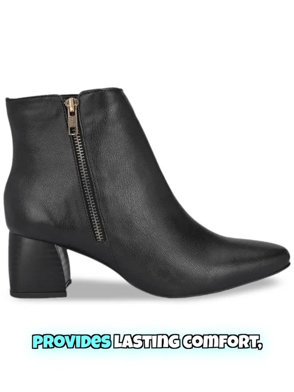 Black High-Top Block Heeled Boots