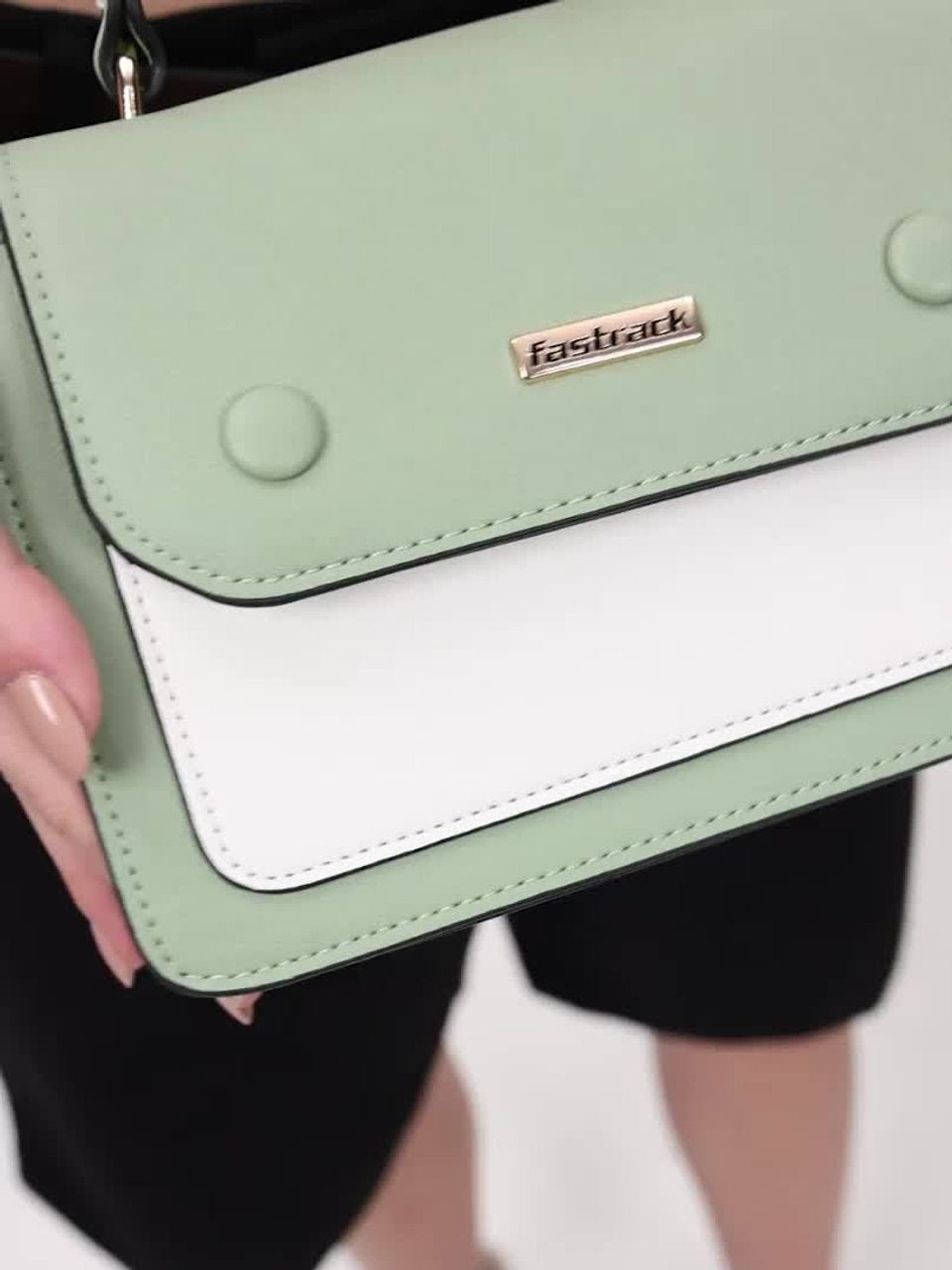 Colourblocked Adjustable Strap Structured Satchel Bag