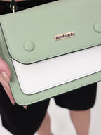 Colourblocked Adjustable Strap Structured Satchel Bag
