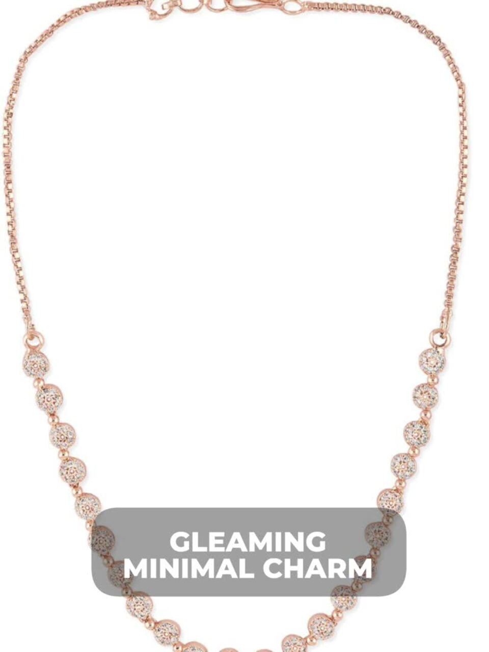 Brass Rose Gold-Plated Cubic Zirconia Necklace