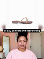 Women Striped Open Toe Flats