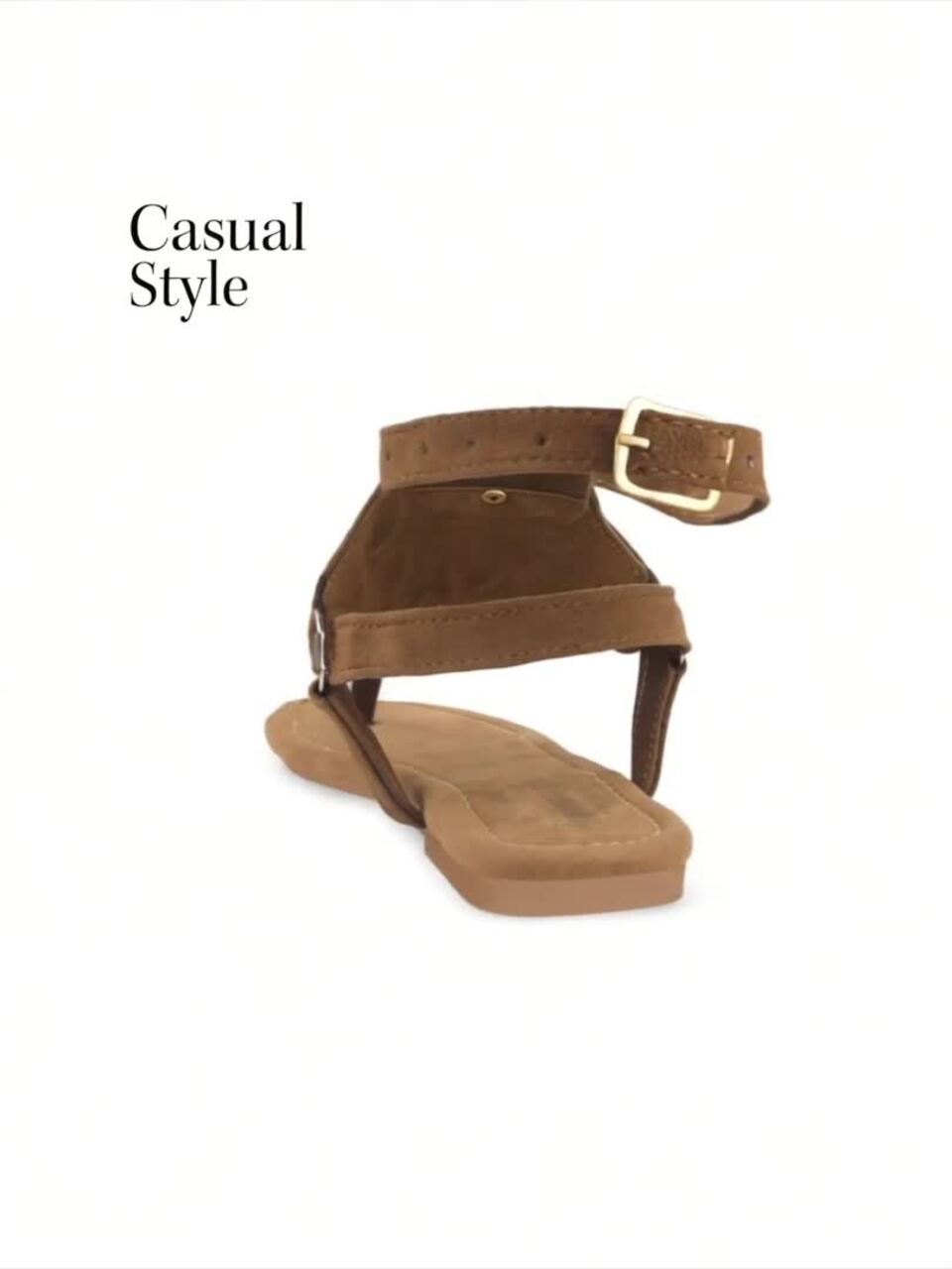 Women Woven Design Leather Casual Gladiators with Buckles Flats